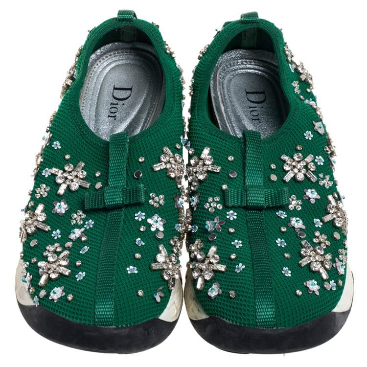 Pre Owned Dior Green Mesh Fusion Low Top Sneakers Size 37