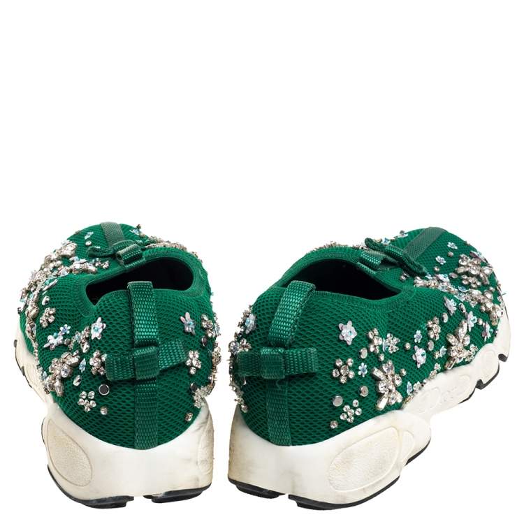 Pre Owned Dior Green Mesh Fusion Low Top Sneakers Size 37