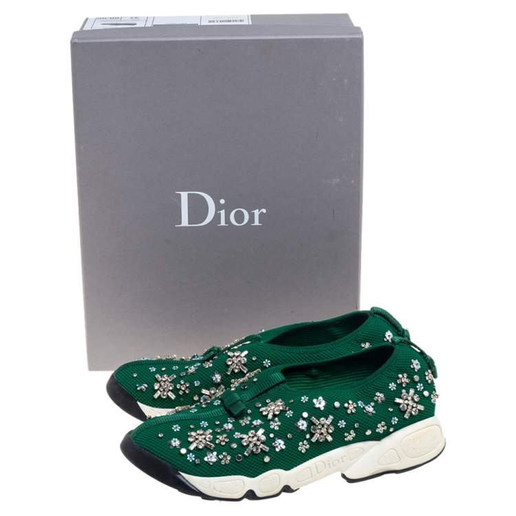 Pre Owned Dior Green Mesh Fusion Low Top Sneakers Size 37