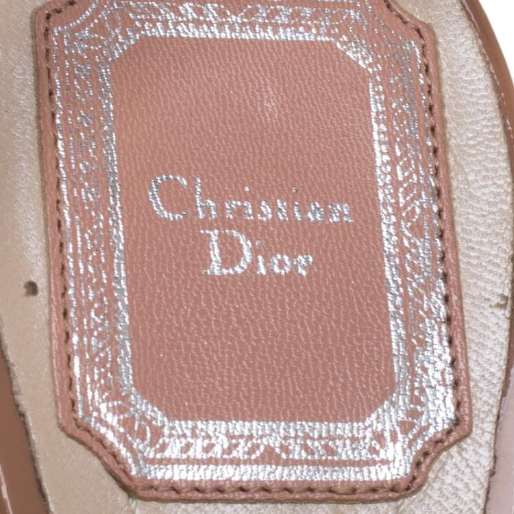 Pre Owned Dior White/Black Patent Leather Buckle Detail Slingback Sandals Size 39