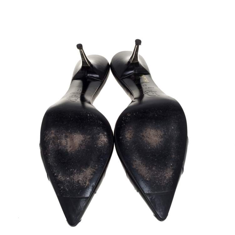 Pre Owned Dior Black Leather Logo Mule Sandals Size 41