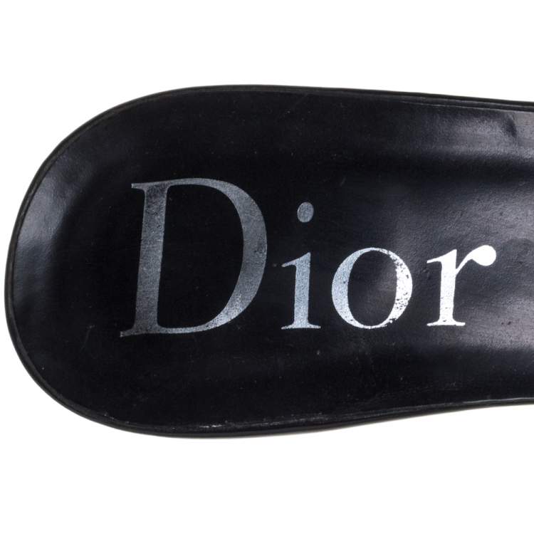 Pre Owned Dior Black Leather Logo Mule Sandals Size 41