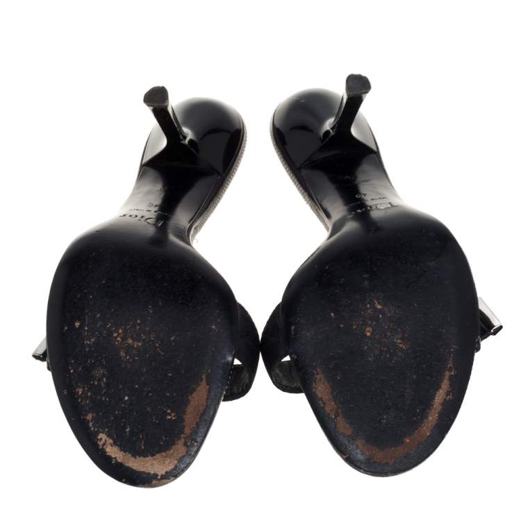 Pre Owned Dior Black Canvas Buckle Mule Sandals Size 40