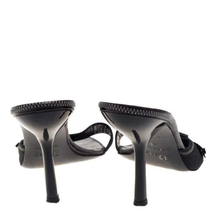 Pre Owned Dior Black Canvas Buckle Mule Sandals Size 40