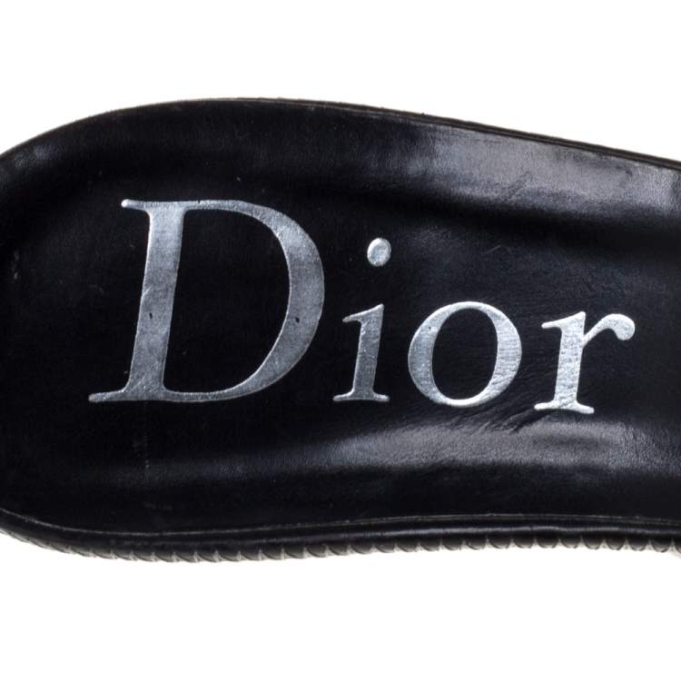 Pre Owned Dior Black Canvas Buckle Mule Sandals Size 40