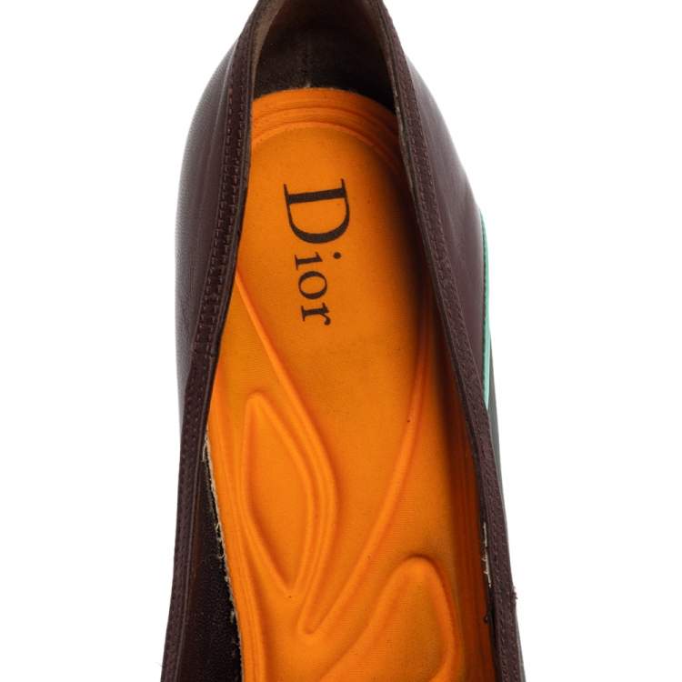 مملوكة مسبقًا Dior Multicolor Mesh And Leather Pointed Toe Ankle Strap Pumps Size 40