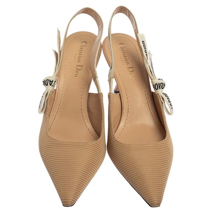 Pre Owned Dior Beige Technical Fabric J'Adior Pointed Toe Slingback Sandals Size 40