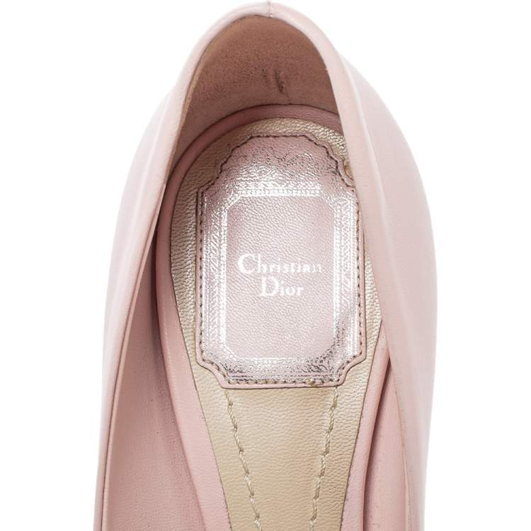 Pre Owned Dior Pink Leather Miss Dior Peep-Toe Pumps Size 37.5