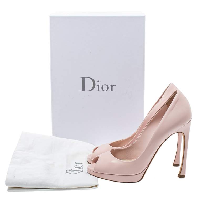 Pre Owned Dior Pink Leather Miss Dior Peep-Toe Pumps Size 37.5