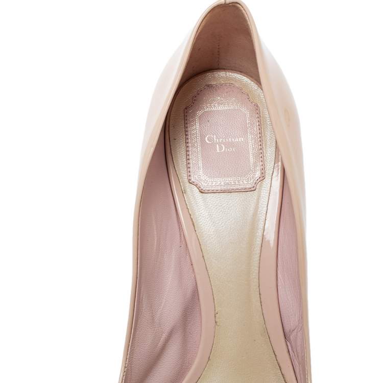 Pre Owned Dior Nude Pink Patent Leather Round Toe Pumps Size 41.5
