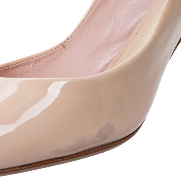Pre Owned Dior Nude Pink Patent Leather Round Toe Pumps Size 41.5