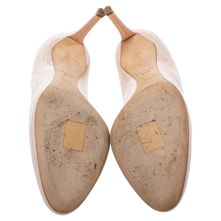 Pre Owned Dior Nude Pink Patent Leather Round Toe Pumps Size 41.5