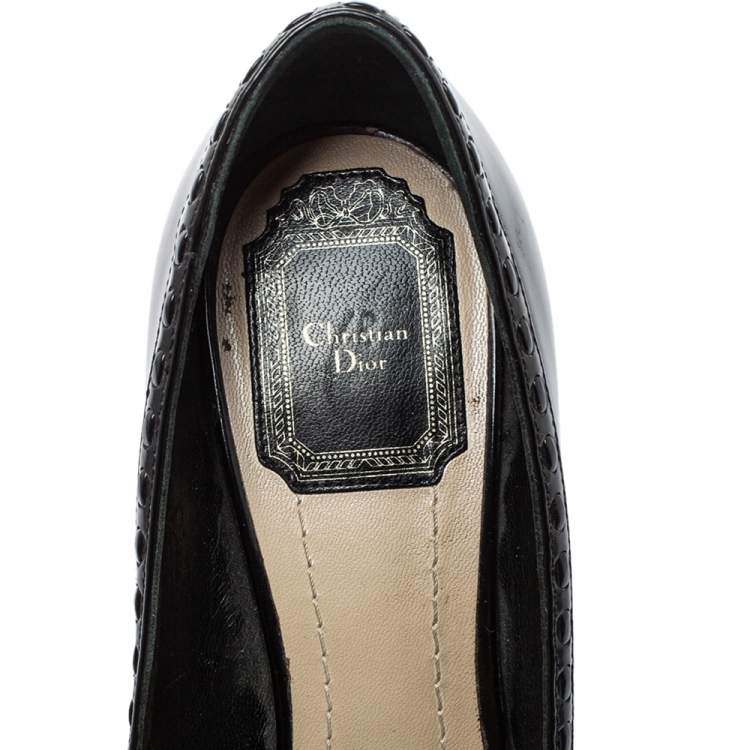 Pre Owned Dior Black Patent Leather Lovely Bow Detail Pumps Size 37