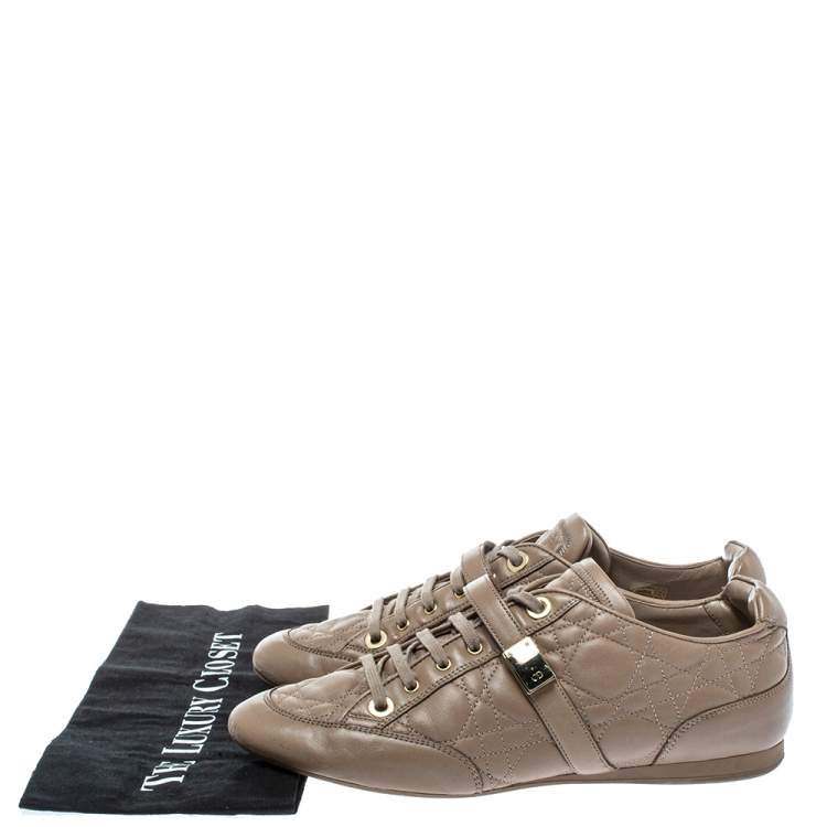 Pre Owned Dior Beige Cannage Leather Low Top Sneakers Size 40