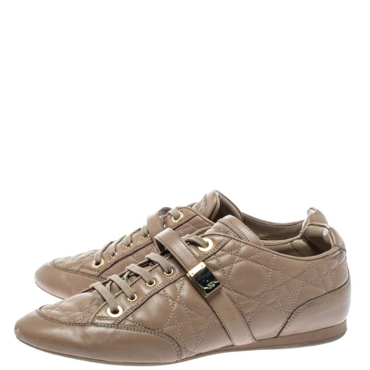 Pre Owned Dior Beige Cannage Leather Low Top Sneakers Size 40
