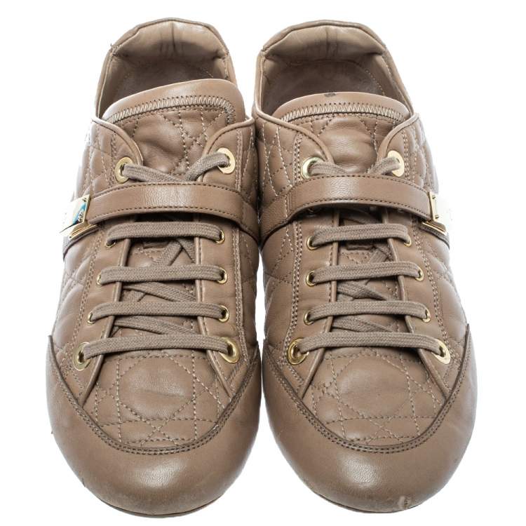 Pre Owned Dior Beige Cannage Leather Low Top Sneakers Size 40