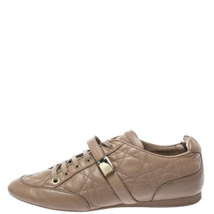 Pre Owned Dior Beige Cannage Leather Low Top Sneakers Size 40