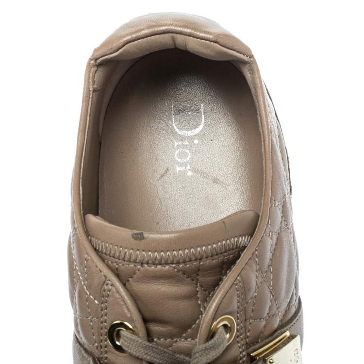 Pre Owned Dior Beige Cannage Leather Low Top Sneakers Size 40