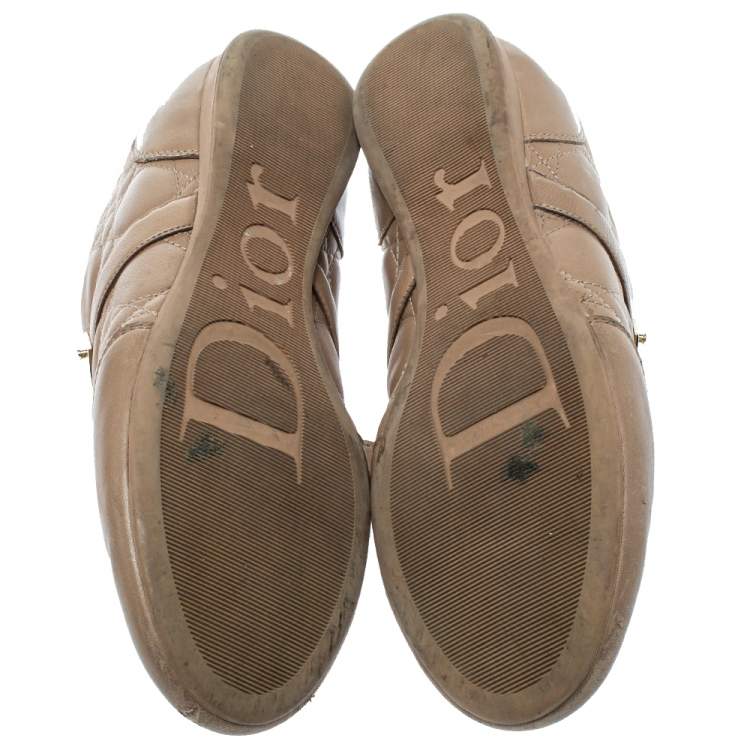 Pre Owned Dior Beige Cannage Leather Low Top Sneakers Size 40