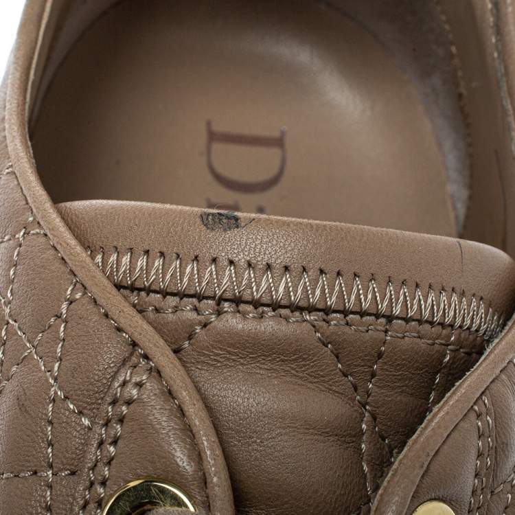 Pre Owned Dior Beige Cannage Leather Low Top Sneakers Size 40