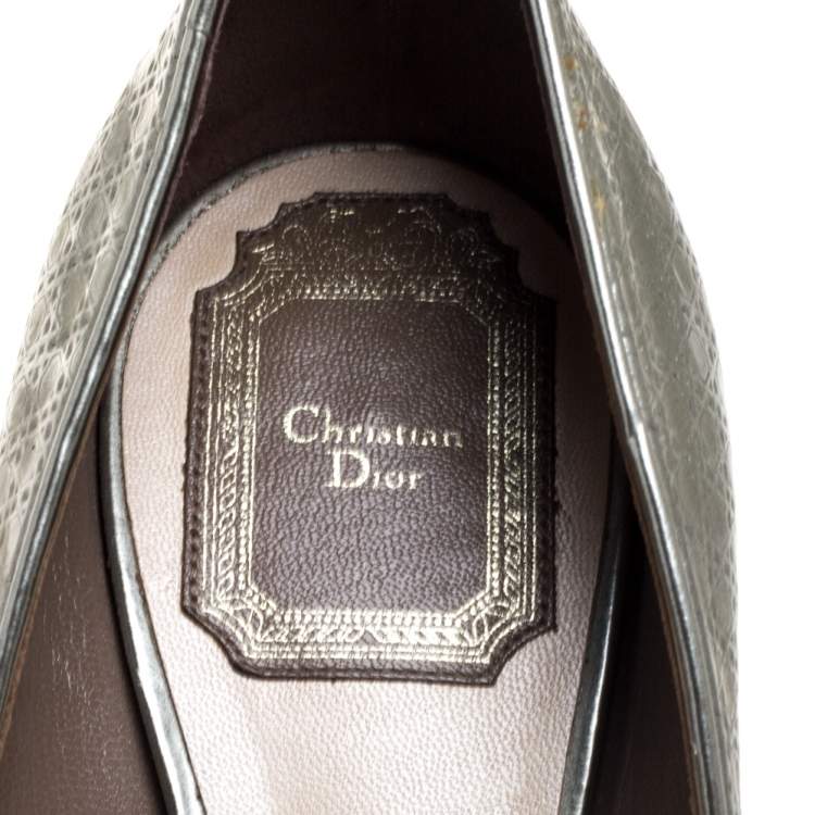 Pre Owned Dior Silver Leather Cannage Pumps Size 39