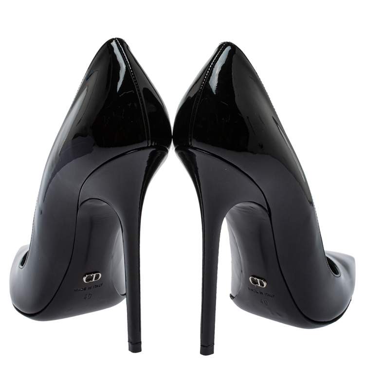 Pre Owned Dior Black Patent Leather Cherie Pointed Toe Pumps Size 40