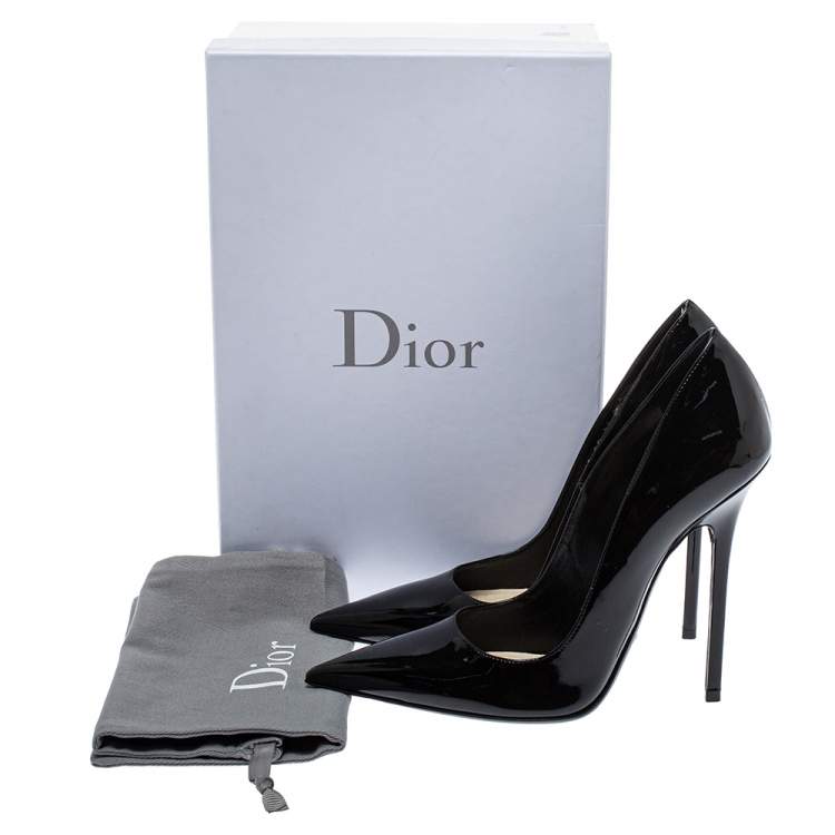 Pre Owned Dior Black Patent Leather Cherie Pointed Toe Pumps Size 40