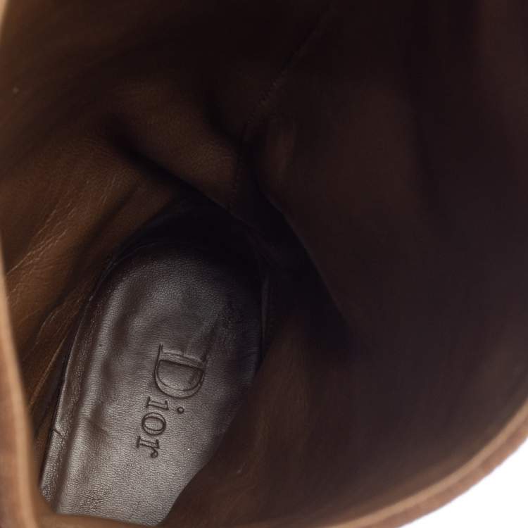 Pre Owned Dior Brown Suede Knee Length  Boots Size 37