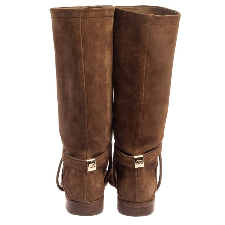 Pre Owned Dior Brown Suede Knee Length  Boots Size 37