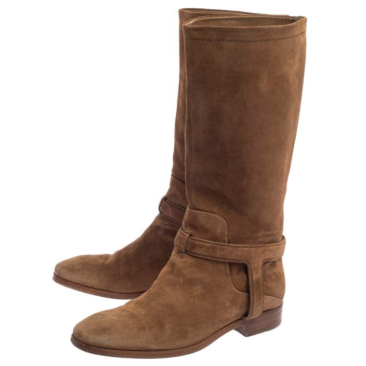 Pre Owned Dior Brown Suede Knee Length  Boots Size 37