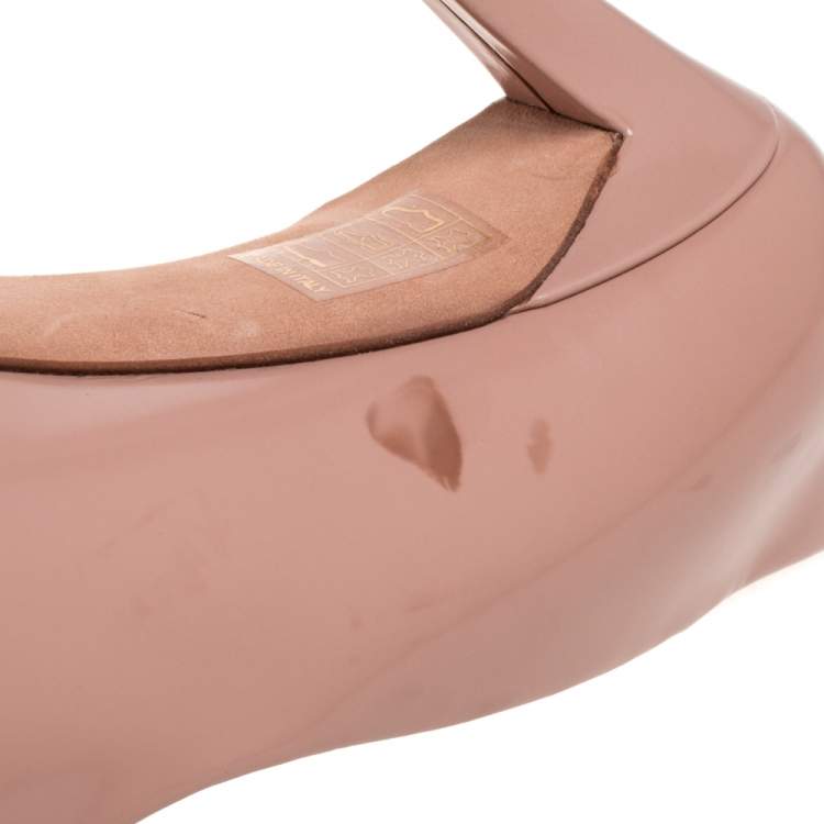 Pre Owned Dior Beige Patent Leather Peep Toe Platform Pumps Size 40