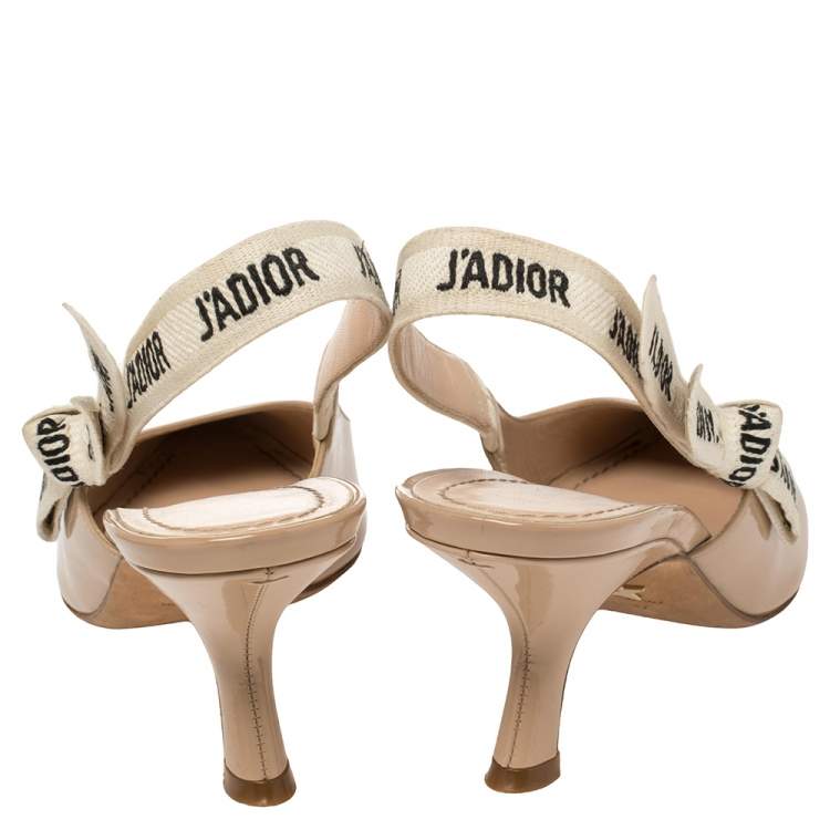 Pre Owned Dior Beige Patent Leather J'adior Slingback Sandals Size 37