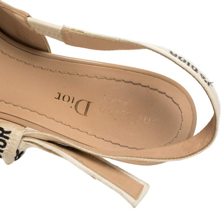 Pre Owned Dior Beige Patent Leather J'adior Slingback Sandals Size 37