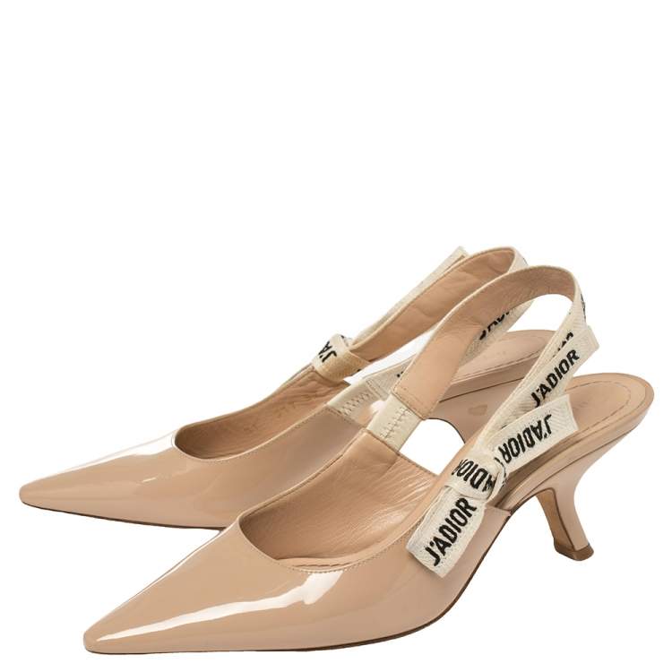 Pre Owned Dior Beige Patent Leather J'adior Slingback Sandals Size 37