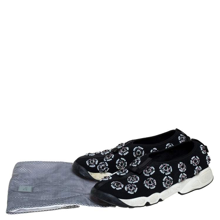 Pre Owned Dior Black Mesh Fusion Embellished Slip On Sneakers Size 39