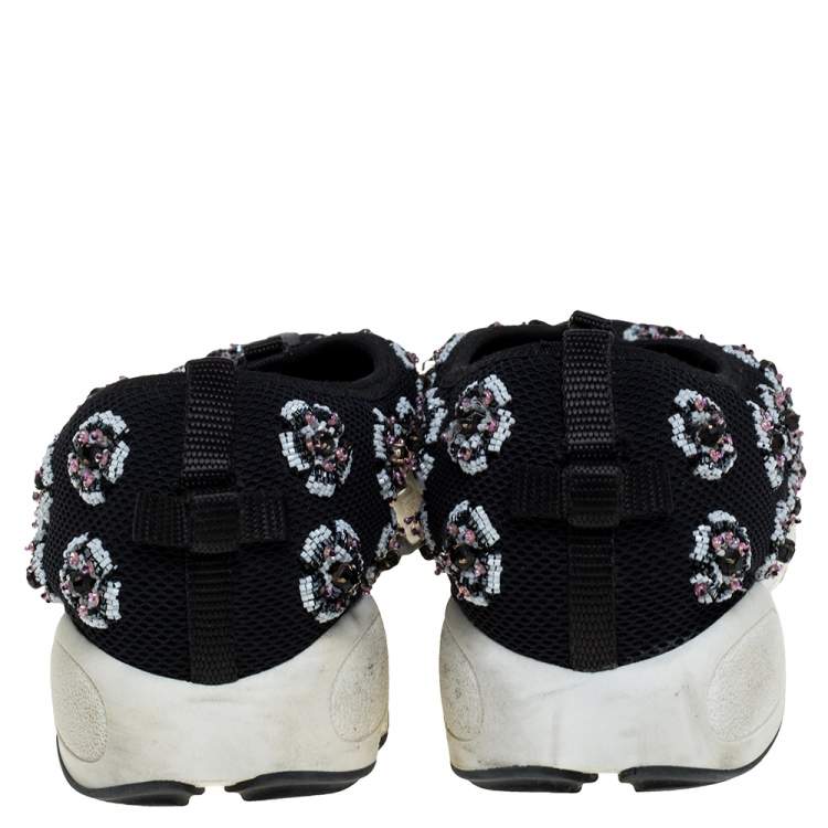 Pre Owned Dior Black Mesh Fusion Embellished Slip On Sneakers Size 39