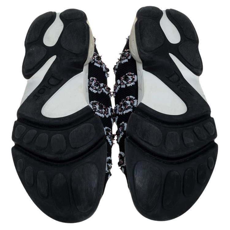 Pre Owned Dior Black Mesh Fusion Embellished Slip On Sneakers Size 39