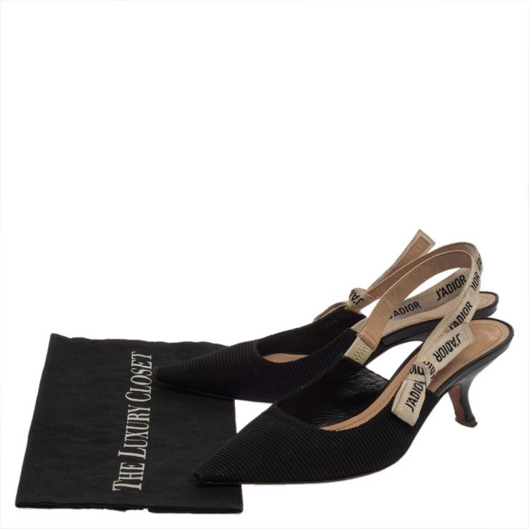 Pre Owned Dior Black Leather And Canvas Slingback  J'Adior  Pumps Size 41