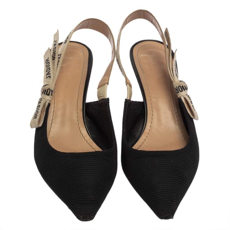 Pre Owned Dior Black Leather And Canvas Slingback  J'Adior  Pumps Size 41