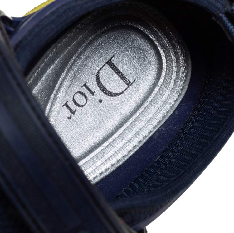 Pre Owned Dior Blue/Yellow Rubber And Fabric Fusion  Sneaker Size 37.5