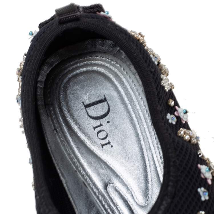 Pre Owned Dior Black Mesh Fusion Embellished Sneaker Size 38