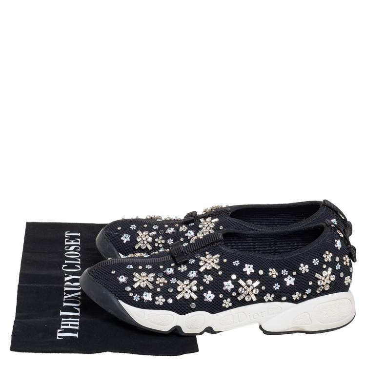 Pre Owned Dior Black Mesh Fusion Embellished Sneaker Size 38