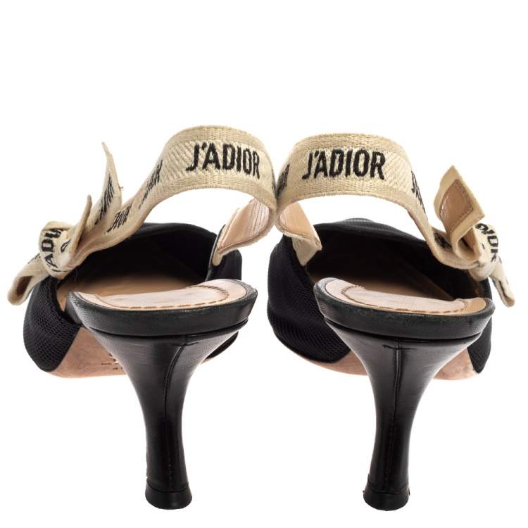 Pre Owned Dior Black Knit Fabric J'Adior Slingback Pumps Size 41.5