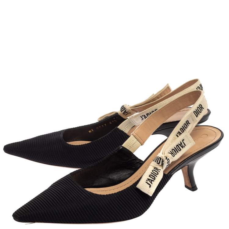 Pre Owned Dior Black Knit Fabric J'Adior Slingback Pumps Size 41.5