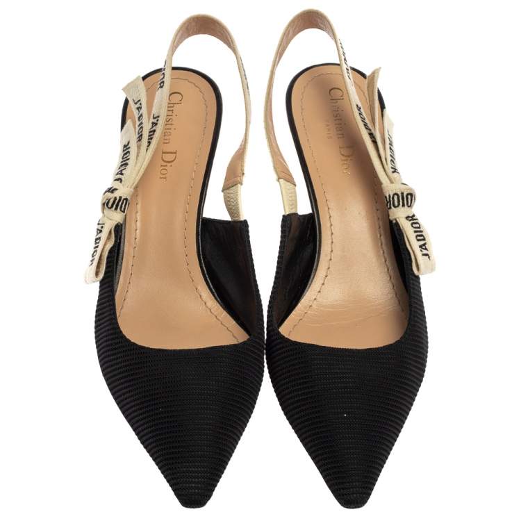 Pre Owned Dior Black Knit Fabric J'Adior Slingback Pumps Size 41.5