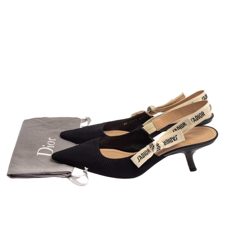 Pre Owned Dior Black Knit Fabric J'Adior Slingback Pumps Size 41.5