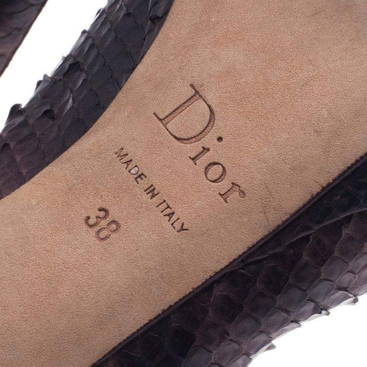 Pre Owned Dior Black Python Miss Dior Peep Toe Pumps Size 38