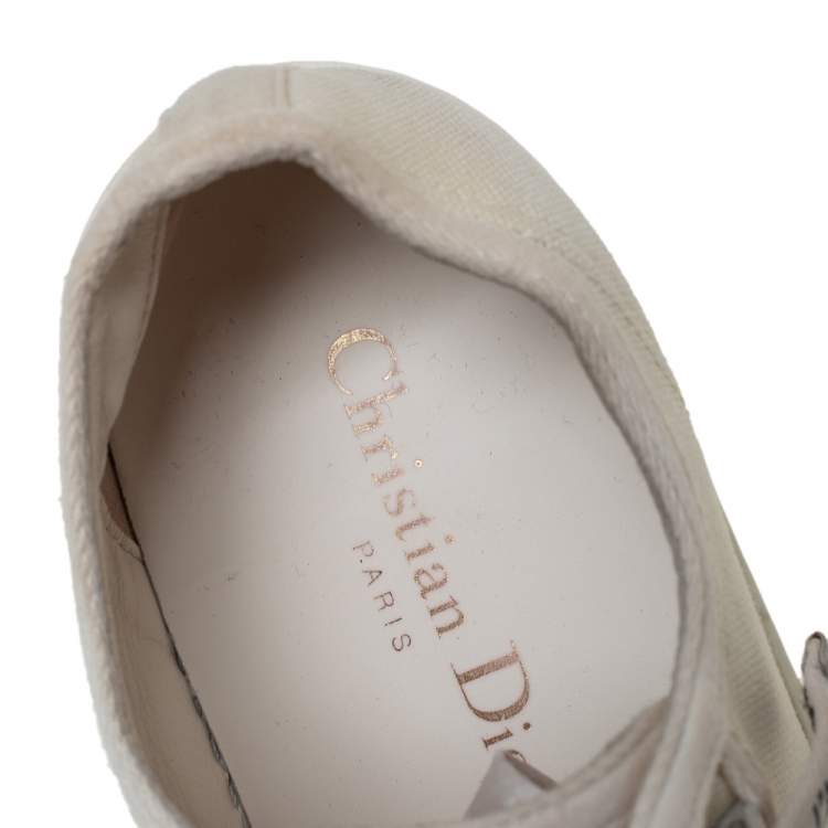 Pre Owned Dior White Canvas And Leather Walk'n'Dior Sneakers Size 35