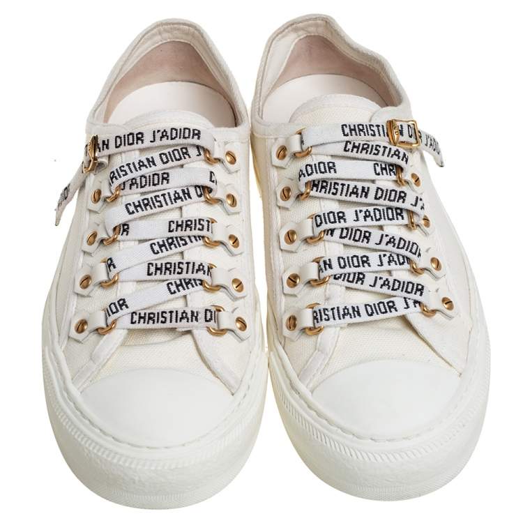 Pre Owned Dior White Canvas And Leather Walk'n'Dior Sneakers Size 35