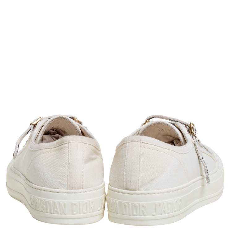 Pre Owned Dior White Canvas And Leather Walk'n'Dior Sneakers Size 35